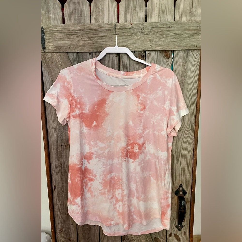 Pink Rose Coral Tie-Dye Short Sleeve Tee